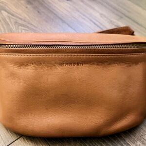 Mandrn Tan Leather Belt Bag for Men